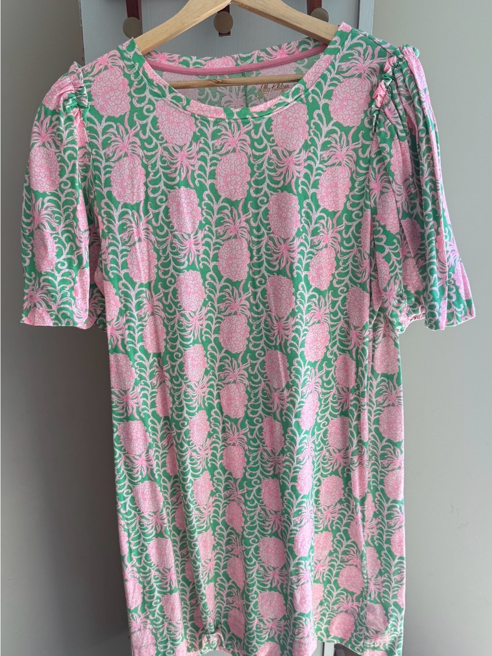 Lily Pulitzer Green & Pink Pineapple Print Mercer Dress XL